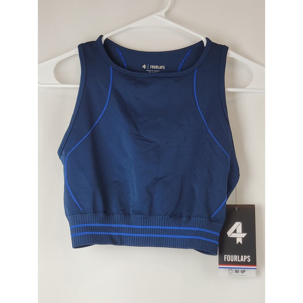 FourLaps Breathe Seamless Sports Bra XS/S Blue Navy Textured Gym/Workout NWT